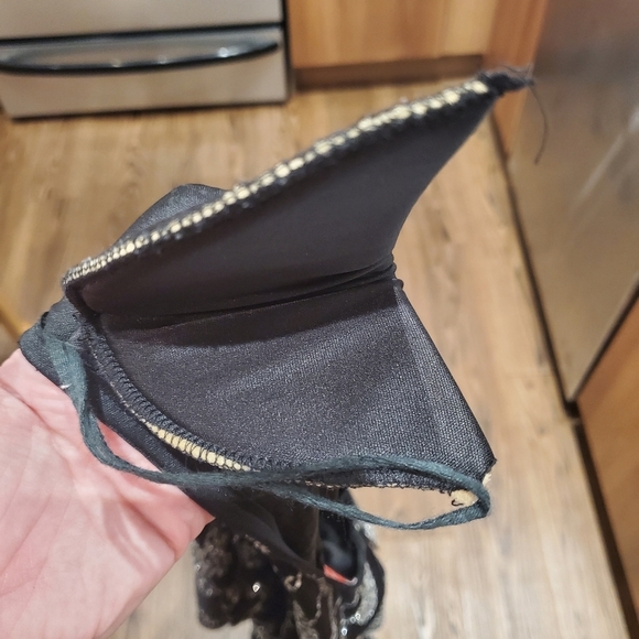 Diamond's Run Black Formal Dress Midi Silver Glitter Drop Waist Vintage 80s Prom - Picture 5 of 10